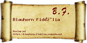 Blauhorn Fidélia névjegykártya